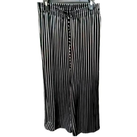 POLO RALPH LAUREN: Black/White Striped, Straight Leg Pants, Size L - Picture 1 of 8